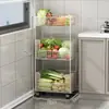 Estante de Almacenamiento para Cocina de Pie Multifuncional Gran Capacidad Estante de Almacenamiento para Frutas y Verduras Multicapa Móvil Carrito Pequeño Cesta para Verduras