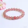 Pulsera de Cristal de Fresa Natural Guan Yu Pulsera de Flor de Durazno Amorosa Artículo Caliente para Transmisión en Vivo de Cristal Venta al por Mayor de Fábrica S5033002