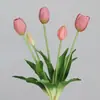 Tulipán flor artificial tacto suave pegamento 5 PE látex silicona decoración hogar sala de estar tulipán simulación flor falsa