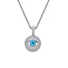 Collar Nuevo Transfronterizo Europeo y Americano Ojo Azul de la Suerte Colgante Redondo para Mujer Vintage Collar para Clavícula Joyería