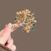 Broche de Árbol de Dinero de Lujo Ligero de Moda Nueva con Diseño Único, Pin de Rama de Hoja Colorida, Broche Versátil y Exquisito para el Uso Diario