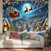 Luzes de Tapeçaria de Natal Árvore de Natal Cena de Neve Fora da Janela Cortina Vermelha Tecido de Parede de Fundo para Evento de Natal Tecido de Fundo de Natal