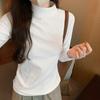 Meia gola tartaruga dupla face veludo camisa inferior para as mulheres outono e inverno estilo ocidental interior vestir slim fit emagrecendo primavera gola média engrossada camiseta escovada