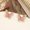 Pendientes de Mariposa de Cristal Verde Degradado Moda Sentido Avanzado Nicho Únicos Frescos Mismos Pendientes que Zhao Lusi