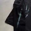 Diseño de Top Oscuro Retro Estilo Ins, Camiseta de Manga Larga con Cuello Redondo, Unisex, con Decoración de Remaches Metálicos, Falso Dos Piezas