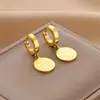 Joia de Orelha Estilo Coreano Aço Titânio Banhado a Ouro Retentor de Cor Estilo Simples Fragrante Fufu Argola de Orelha Unilateral Nicho Versátil Moda Argola de Orelha