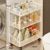 Estante de almacenamiento junto a la lavadora, estante de almacenamiento multifuncional con drenaje para el baño, estante de almacenamiento multicapa móvil para el inodoro