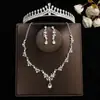 Coroa elegante de noiva Mori Super fada cocar conjunto de três peças novo colar acessórios de casamento brincos de aniversário casamento mulheres