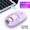 Estoque na Fábrica Mouse Sem Fio Bluetooth 2.4g T9 1200Dpi Office Padrão Colorido Impresso Mouse Bluetooth Silencioso