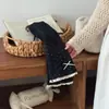 Calça Flare de Lã com Bolinhas e Renda para Bebês Meninas Outono e Inverno Calça Longa Slim e Estilosa com Laço de Bolinhas