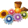 Cabeza de Girasol de una Sola Capa con Semillas, Materiales y Accesorios para Ramo de Hilo Tejido a Mano, Regalo de Graduación y Día del Maestro