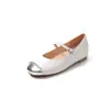 Zapatos Mary Jane de Piel de Vaca Versátiles en Bloques de Color Estilo Súper Hada con Aumento Oculto de Altura, Tacón Bajo, Punta Redonda, Piel Genuina y Correa Única para Otoño 2026