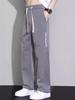 Ropa sin camisa Pantalones de seda de hielo para hombre Verano Nuevo Estilo coreano Delgados Casuales Sueltos Talla grande Pantalones deportivos Hallen con lazo en el tobillo