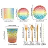 Set de Fiesta Temática Estampado Dorado Transfronterizo Platos de Papel Desechables, Vasos de Papel, Servilletas de Papel, Vajilla para Decoración de Lugar de Cumpleaños