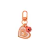 Llavero de campana con forma de corazón de resina con purpurina de colores con anillo de aleación, decoración de llavero colgante con purpurina degradada, regalo