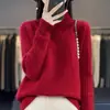 Suéter folgado, tricô casual, 02025, gola alta discreta, camada interna, camada base espessa, feminino, 10% lã, novo estilo, transfronteiriço, cinza