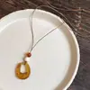 Collar de Resina con Aro Grande de Color Crema para Mujer, Collar Largo de Estilo Étnico Retro, Nuevos Accesorios de Nicho Estilo Chino