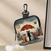Porta-moedas Fofo com Estampa de Gatos Múltiplos, Bolsa de Armazenamento Impermeável de Couro Sintético com Zíper, Estojo Multifuncional Mini para Fones de Ouvido