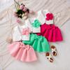Ins Verano Nuevo Producto Ropa de Salida para Niñas Bebés Estilo Coreano Sin Mangas Traje Pequeño + Traje de Falda Corta Suministro Transfronterizo Venta al por Mayor