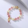 Pulsera de Cristal de Fresa Natural Badu para Mujer Pulsera de Cristal de Flor de Durazno Piedra Lunar Diseño de Nicho Ins Flor de Abeja