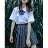 Uniforme Ortodoxo de Verano JK Falda de Cintura Alta Estilo Japonés Falda Plisada a Cuadros Traje Completo de Camisa Plisada Acordeón