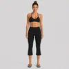 Conjunto de fitness transfronterizo con sujetador deportivo de cuello halter y conjunto de pantalones capri de secado rápido para correr al aire libre y yoga para mujer
