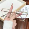 Novos Óculos Antiluz Azul que Mudam de Cor Moda Tendência Estilo Coreano Simples Armação de Óculos Gatinho de Metal High-End Tendência para Mulheres