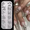 12 Cores de Unha Misturadas Contas de Aço Decorativas Decorações de Nail Art Strass Pérola Misturadas Tira Longa Caixa Fábrica Venda por Atacado