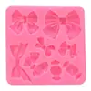 Molde de silicone para laço de fita fondant, molde para decoração de bolo e chocolate, ferramentas de decoração de panificação DIY