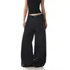 Pantalones casuales negros de nicho, estilo retro americano, nueva colección de otoño, corte holgado, versátiles y de pierna ancha hasta el suelo, para hombres y mujeres.