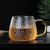 Taza de vidrio con patrón de martillo de estilo japonés con asa, transparente, resistente a altas temperaturas, para el hogar, taza de té con flores, taza de agua de vidrio con patrón de martillo de celebridades de Internet