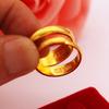 Anillo de pareja de oro vietnamita de larga duración que no se desvanece, joyería de cobre chapado en oro grueso, anillo abierto brillante de lluvia de meteoritos para hombres y mujeres