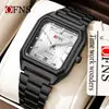Reloj de Pulsera Cuadrado de Cuarzo Ofns Popular Transfronterizo con Calendario, Luminoso para Hombre, Resistente al Agua, de Alta Gama para Mujer