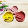 Bol de silicona para bebé transfronterizo de tres piezas con ventosa para bebé vajilla de silicona para niños bol complementario cuchara de silicona pegajoso