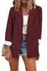 Deseo Amazon 2026 Blazer de Color Sólido Otoño e Invierno Europeo y Americano Chaqueta de Traje de Manga Larga Primavera y Otoño Estilo Europeo y Americano