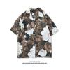 Camisa floral vintage com gola cubana masculina e feminina, estilo Hong Kong solto, camisa havaiana para casais, praia, manga curta, em estoque, única