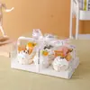 Caixas de embalagem para cupcakes, embalagens transparentes para doces e sobremesas, com alças, para forminhas de muffin, potes pequenos, disponíveis em pacotes de 4, 6 ou 12
