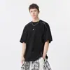Camiseta de Manga Corta Patchwork Desestructurada para Hombre, Nuevo Modelo Verano 2026, Diseño de Nicho, Marca de Tendencia Estilo Americano, Top Fresco de Media Manga