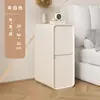 Mesita de Noche de Madera Maciza de Lujo Ligero, Estilo Crema, Gabinete Pequeño Moderno Simple para Dormitorio Doméstico, Gabinete Ultraestrecho de 20 cm para Espacios Angostos