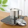 Taza de acero inoxidable con tapa, taza de té con asa, vaso pequeño de agua para niños de preescolar, personalizable con grabado, gran capacidad, apto para hornear peras