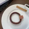 Elástico de Cabelo Simples com Letra Estilo Coreano de Alta Elasticidade para Mulheres, Elástico para Coque, Corda de Cabelo Espessa Cor Café Acessório de Cabelo
