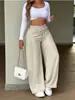 Pantalones de Traje de Pierna Ancha de Cintura Alta Estilo Europeo 2026 con Cinturón, que Cubren la Cadera, con Caída, Pantalones Largos Casuales para Mujer, Venta al por Mayor