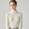 Suéter 100% Cachemir Puro para Mujer Otoño Invierno Cuello Alto Ajustado Tejido Base Color Sólido Jersey de Cuello Semi Alto Ropa Interior