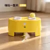 Juguete para gatos multifuncional tipo "golpea al topo" con palo de plumas teaser arriba y abajo para autoentretenimiento y juguete eléctrico interactivo para mascotas