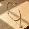 Collar Colgante de Perla de Agua Dulce en Forma de Corazón con Capas Dobles de Nácar, Lujo Ligero, Suave y Femenino, Cadena para Clavícula Ajustable al por Mayor