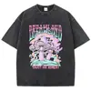 Camiseta Vintage Lavada Estilo Nuevo 2025--Xingyue Estilo Europeo y Americano Elegante Algodón Estampado Manga Corta Cuello Redondo
