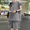 Traje deportivo casual para hombre talla grande 8XL 150 kg, nuevo chaleco fino de verano, camiseta sin mangas, pantalones cortos holgados