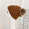 Chapéu de tricô com ponto de bolinha inverno quente bola de lã boné de lã boné monocromático atacado chapéu de curling ao ar livre