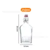 Garrafa de Vidro Lock-And-Lock Transfronteiriça, Garrafa Redonda Transparente com Tampa de Encaixe, Garrafa de Vinho de Vidro Larga Plana Espessa, Garrafa Multifuncional para Suco e Enzimas