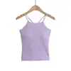 Top de Alça Cruzada Costas Nuas Pure Wish Feminino Verão Novo Produto com Bojo Roupa de Fora Sexy Linda Costas Colete